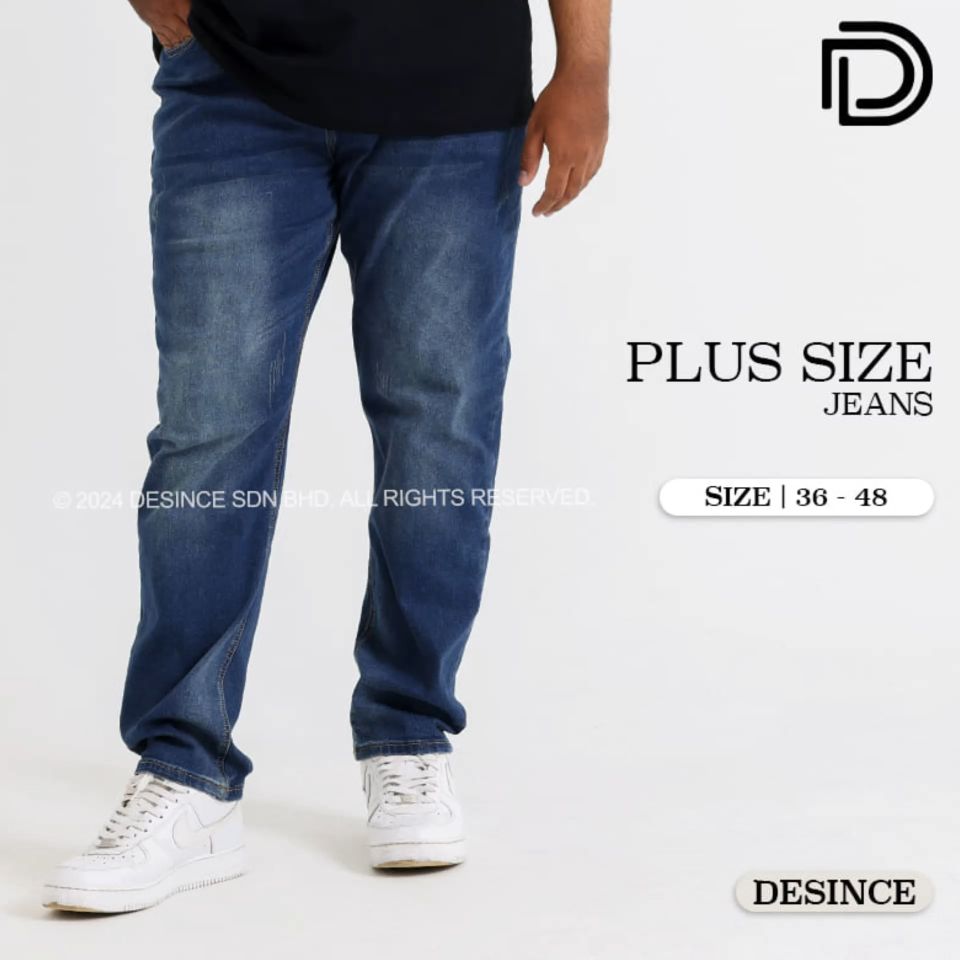 DESINCE Elastic Jeans Big Plus Size Pants Men Casual Long Jean Denim Long Pants Seluar Panjang Jean MP 060