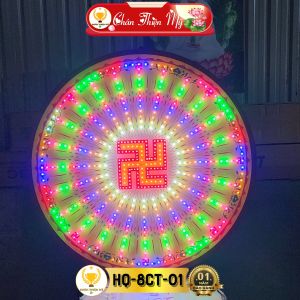Hào Quang Led 8 Chương Trình Chữ Vạn CHÂN THIỆN MỸ Đèn Trang Trí Bàn Thờ Cho Tượng Phật HQ-8CT-01