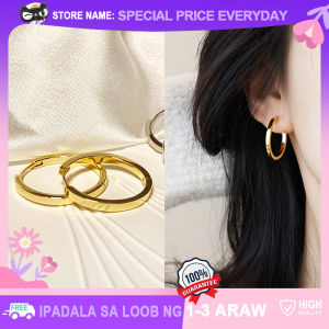 14K Gold Classic Circle Hoop Earrings for Women Korean Original Minimalist Earring Hypoallergenic Non Tarnish Not Out-of-date Fashion Vintage Elegant Jewelry Gift Accessories