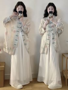 New Chinese Style National Style Suit Zen Female Spring & Fall Plus Size Plus Size Ladies Fashion Fancy Shirt Casual Two-Piece Pants
