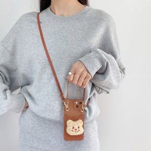 New Ins Style Adorable Butter Bear Crossbody Phone Case Full Protection Anti-fall for Vivo X200Pro Mini X100 with Lanyard S19 S18 S17 Y200i Iqoo13