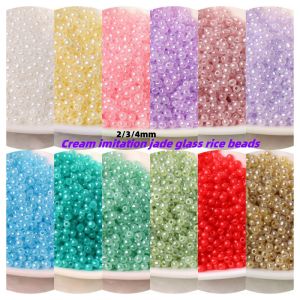 2/3/4mm Imitation Czech Cream Imitation Jade Ice Seed Glass Rice Beads Super Uniform DIY Handmade Jewelry Bracelet Beads