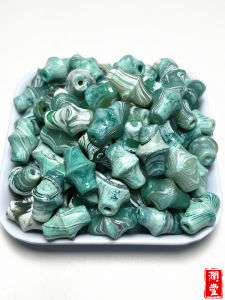 ลูกปัดมัมมี่ธรรมชาติแท้สไตล์ย้อนยุค ลูกปัดเรโทร สร้อยคอ สร้อยคอโซ่กระดูกไหปลาร้า ลูกปัด DIY ลูกปัดสีน้ำเงินอ่อน