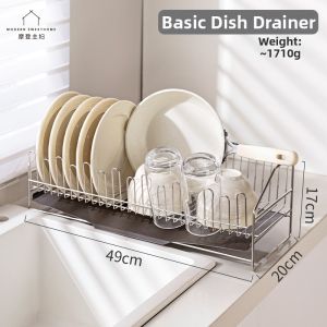 MODERN SWEETHOME | Stainless Steel Draining Rack Dish Basket Kitchen Sink Storage Shelf