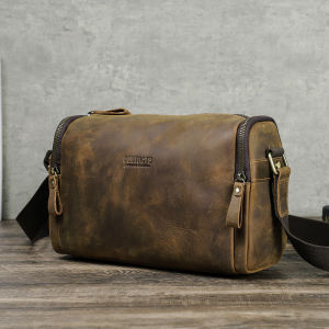 Genuine Leather Men Sling Shoulder Bags High Quality Retro Crossbody Messenger Bags Male Travel Bags for iPad Mini