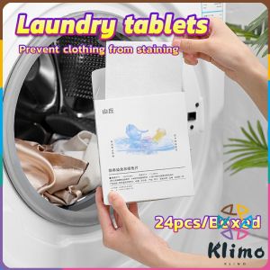 Klimo 24pcs Laundry Tablets Washing Powder Soap Color Protection Anti-Color Laundry Liquid Paper