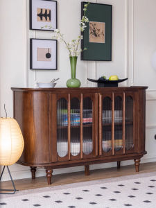 American Luxury Real Wood Dining Room Sideboard Living Room Storage Decoration Cabinet French Vintage Entrance Hall