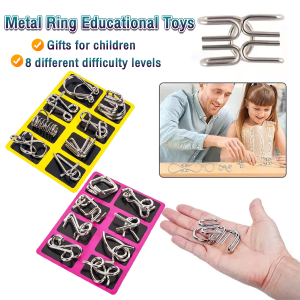 8pcs Metal Puzzle Toy Game For Kids Buckle Puzzle Games Educational Toys