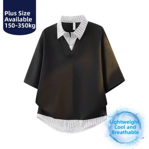 BINHANG | Summer Breathable Comfort Fit Two-Tone T-Shirt