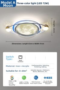 DENGSHI | Full Spectrum Eye-protection Astronaut Space Earth Moon Stars Bedroom Ceiling Light
