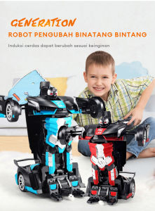 LlinoRose Mobil Mainan Jadi MAINAN ROBOT REMOTE KONTROL BISA BERUBAH JADI MOBIL RC SPORT CAR Maju Dan Mundur Menari Dan Berubah MAINAN RC MOBIL ROBOT SPORT CAR Deformasi REMOT KONTROL PREMIUM 1:18 Model Simulasi Robot Balap Morphing Mobil Mainan Remote
