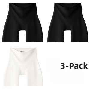 Miiow | High Waist Ice Silk Safety Pants Womens Bottoming Tummy Control Anti-Light Underwear Two-In-One Cat Person Extended Length