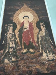 Authentic Amitabha Buddha Western Three Saints Retro Painting Calligraphy Micro-Spray Faux-Antique Framing Decorative Artwork