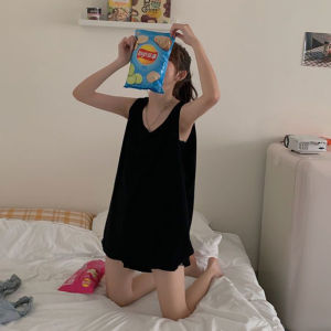 Mid Length Long Length Sleeveless Vest Dress Trendy Cool T-shirt Skirt Nightdress Womens Summer Student Pajamas Ins Korean Home Suspender Dress