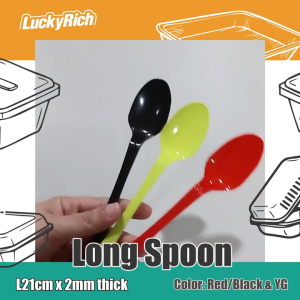 LuckyRich - Long Spoon - Red Disposable 100pcs for Party and Event needs