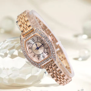 2025 New Arrival Golden Silver Womens Watch Barrel Shaped Waterproof Rhinestone Elegant Watch for Women