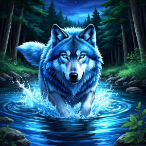 Huacan 5D DIY Diamond Painting Forest Stream Wolf Diamond Mosaic Animal Landscape Art New Collection Decorative Paintings