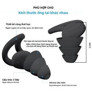 Nút Tai Silicon Mềm 3 Lớp Để Ngủ Và Bơi Lội Tai Nghe Chống Ồn Có Thể Tái Sử Dụng Thích Hợp Cho Nhiều Tình Huống Khác Nhau