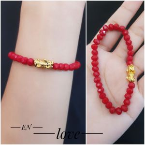 Gelang Manik-Manik Mutiara Kristal Wanita Variasi Pixiu Naga Gold Xds22