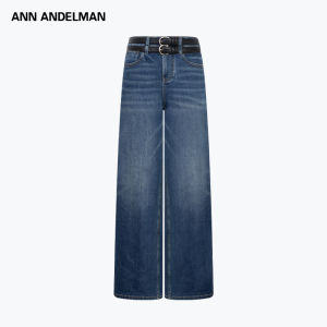 ANN ANDELMAN | Double Belt Decoration Blue Jeans Loose Wide Leg Trousers