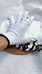 Combo 12 đôi găng tay lao động phủ PU màu xám găng tay làm vườn size L bao tay bảo hộ lao động