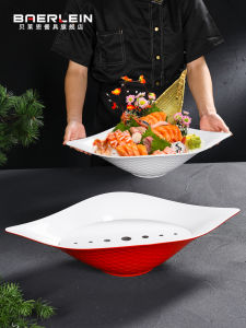 จานสตีเฟอร์มิเมอลสำหรับอาหารทะเลระดับไฮเอนด์ จานปลาแซลมอนสด จานสตีเฟอร์มิเมอลรูปหอยทะเล จานสไตล์ญี่ปุ่นสำหรับโรงแรม