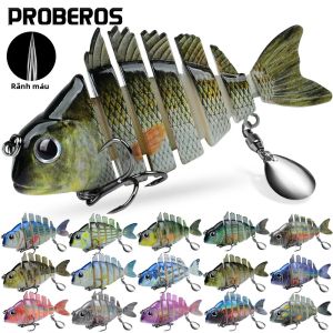 Proberos Multi Jointed Swimbaits Mồi Câu Cá Cho Cá Hồi Bass Chậm Chìm Thiết Kế Bionic Với Đèn LED Nhấp Nháy Biển Biển Mồi Câu Cá