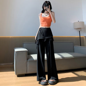 La Chapelle | Fake Two-piece Lace Slim-fit Wide-leg Pants