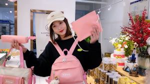 Set Balo 4 Món Thời Trang Chất Liệu Vải Canvas Cao Cấp Chống Nước Set Cặp Sách 4 Món Cho Học Sinh Sinh Viên