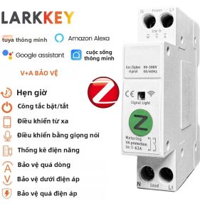 Cầu Dao Thông Minh Tuya ZigBee 1-63A 220V Điều Khiển Từ Xa Bằng Giọng Nói Không Dây Tích Hợp Đo Điện Năng Lắp Trên Thanh DIN Có Rơle Điện Áp Cho Hệ Thống Nhà Thông Minh