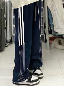 Quần Thể Thao Ống Rộng American Stripes Cho Nữ Mùa Xuân Hè Quần Dài Cỡ Lớn Dáng Rộng Thoải Mái Phong Cách Hàn Quốc