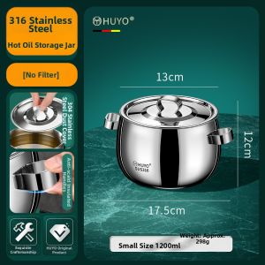 HUYO | Food-Grade 316 Stainless Steel Oil Container