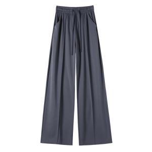 JIANGLU | Cool Slimming Large Size Silk Lyocell Womens Wide Leg Pants Straight Cut Summer Heat Relief Hip Covering Comfortable Fit
