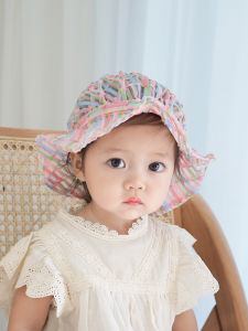 Korean Style Baby Sun Protection Hat Summer Thin Fisherman Cap Newborn Sun Hat Adjustable Wide Brim Casual round Top Cap