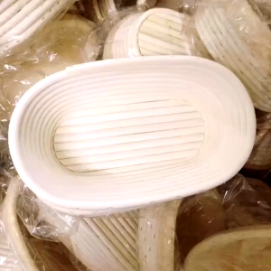 Oval Natural Rattan Fermentation Baskett Kitchen Baking Tool With Cloth Liner