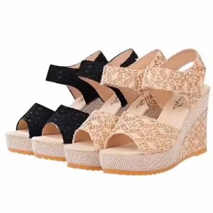 New Korean version of net red shoes summer wedge high-heeled sandals banquet scrub shoes
