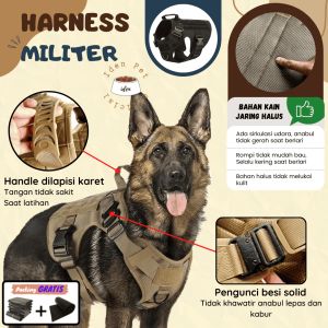 Rompi Anjing Besar Militer Dog Harness Vest Tactical Kalung Tali Tuntun Harnes