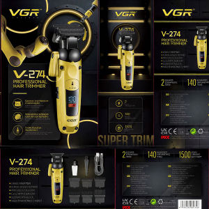 VGR Hair Trimmer Professional 0MM Hair Clippers Electric Clippers Adjustable Haircut Machine Rechargeable Trimmer for Men V-274