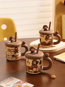 Cốc Gốm Có Nắp Đựng Nước Có Ống Hút Cốc Cà Phê Văn Phòng Cốc Ăn Sáng Cho Phụ Nữ Cốc Gốm Dễ Thương Cốc Đựng Nước Cho Bé Gái