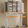 Manual Height Adjustable Table Legs with Casters Rectangular Computer Desk Rack Minimalist All-Moving Base Weight Bearing. 