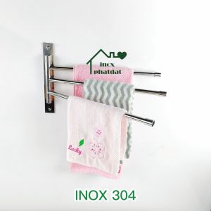 Thanh treo khăn xoay 3 chia Inox 304 PHÁT ĐẠT máng khăn inox 3 chia móc treo khăn xoay treo khăn 3 chia (SP147)