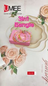 18K Gold Plated Bangle 3in1 Set Jewelry Accessories For Women