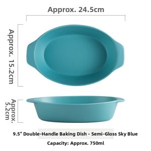 Color Glaze Eared Ceramic Baking Dish