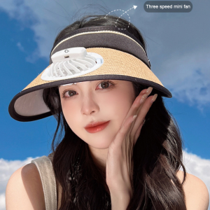 หมวกพัดลมม่านบังแดดฤดูร้อน พัดลมชาร์จ USB หมวกทรงสูงที่ว่างเปล่า หมวกกันแดดแบบพับได้กลางแจ้ง Culolo