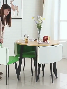 Nordic style combination reception table and chair business reception table and chair office and family leisure table and chair round table + four stools (same day delivery)