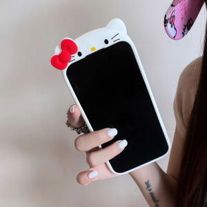 Sanrio | Korean INS Back View Hello Kitty Phone Case For iPhone 12 13 14 15 16 17 Pro Max Plus 17 Pro Shockproof Soft Silicone Back Cover