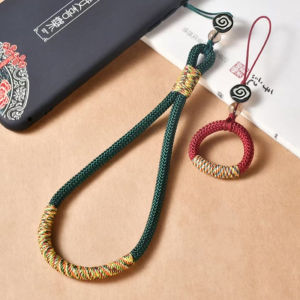 Dây Đeo Điện Thoại Dệt Tay Phong Cách Trung Hoa Với Họa Tiết Đám Mây Móc Khóa Ngón Tay Mặt Dây Chuyền