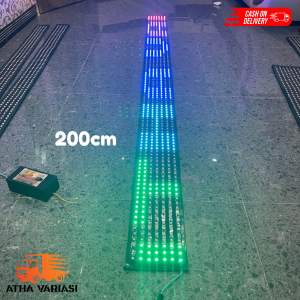 Lampu Kaca Strobo 7 baris Running Text/Tulisan + Wave Animasi