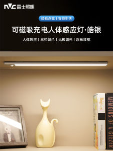 Ultra-Thin Human Body Induction LED Light Wireless Magnetic Absorption Cabinet Light Hallway Night Light Rechargeable Lamp