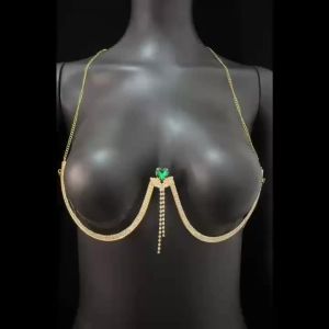 Dây Chuyền Ngực Đính Đá Pha Lê Hình Trái Tim Thiết Kế Thời Trang Chất Liệu Đồng Kiểu Dáng Tua Rua Lấp Lánh Dành Cho Mùa Hè Đi Biển.
